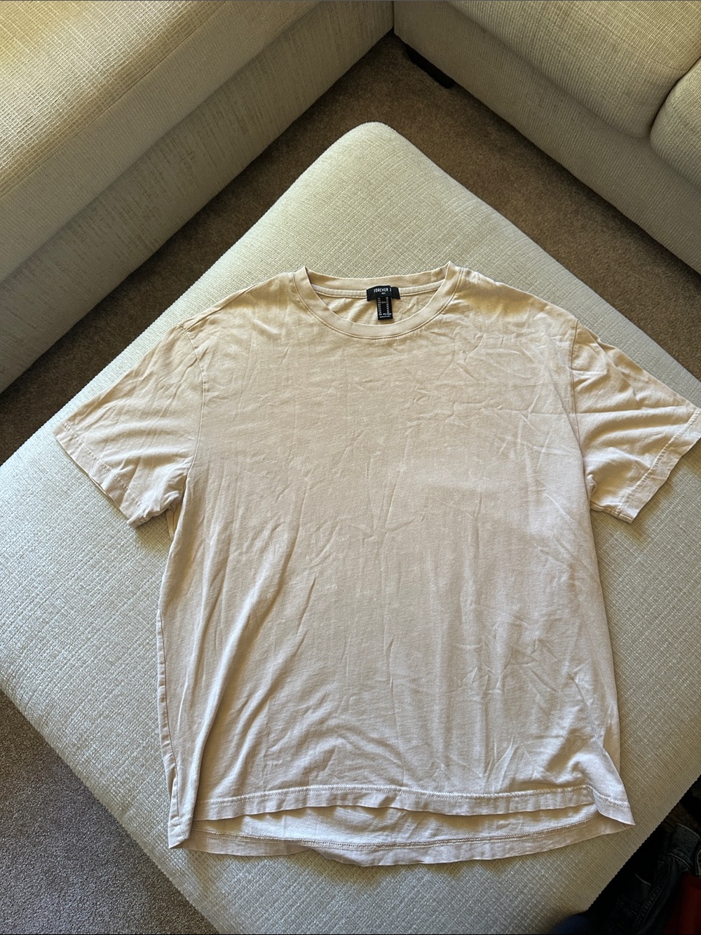 Forever 21 Men’s Short-Sleeve Crew T-Shirt in Light Tan